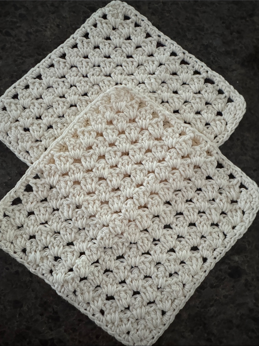Handmade Crochet Washcloths - Cream - 100% Cotton